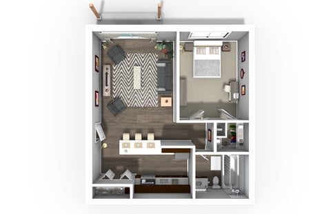 Floor plan for 1 bed, 1 bath, 650 sqft